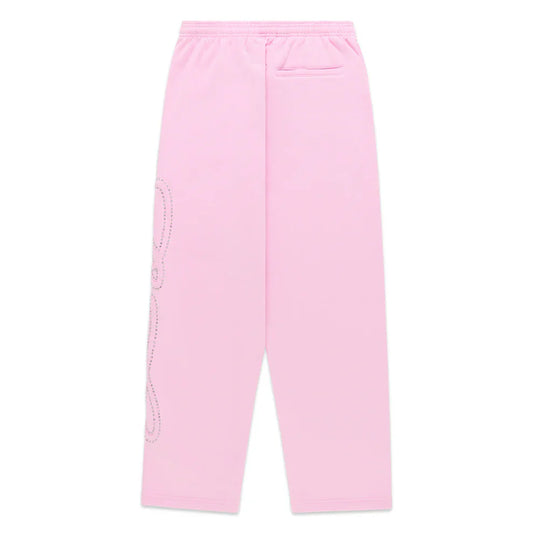 Sp5der Rhinestone Script Wide Leg Sweatpant