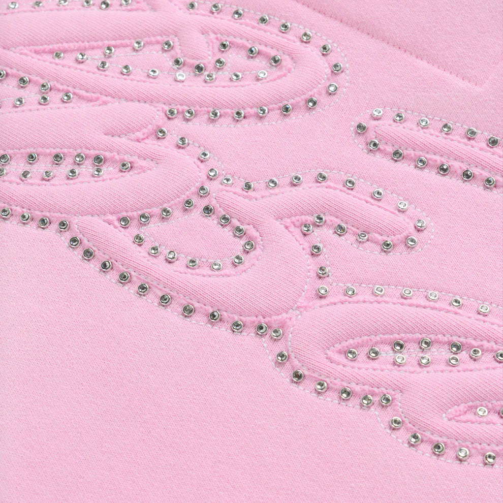 Sp5der Rhinestone Script Zip Tracksuit Pink