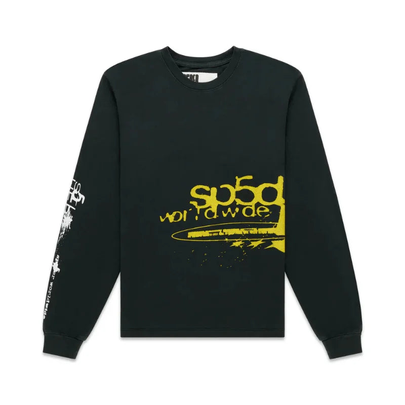 Sp5der Pure Black Longsleeve Sweatshirt