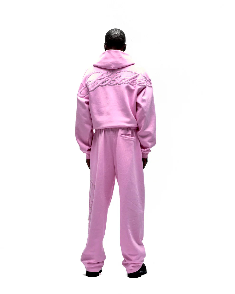 Sp5der Rhinestone Script Zip Tracksuit Pink
