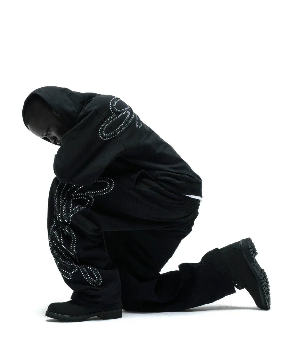 Sp5der Rhinestone Script Zip Tracksuit Black